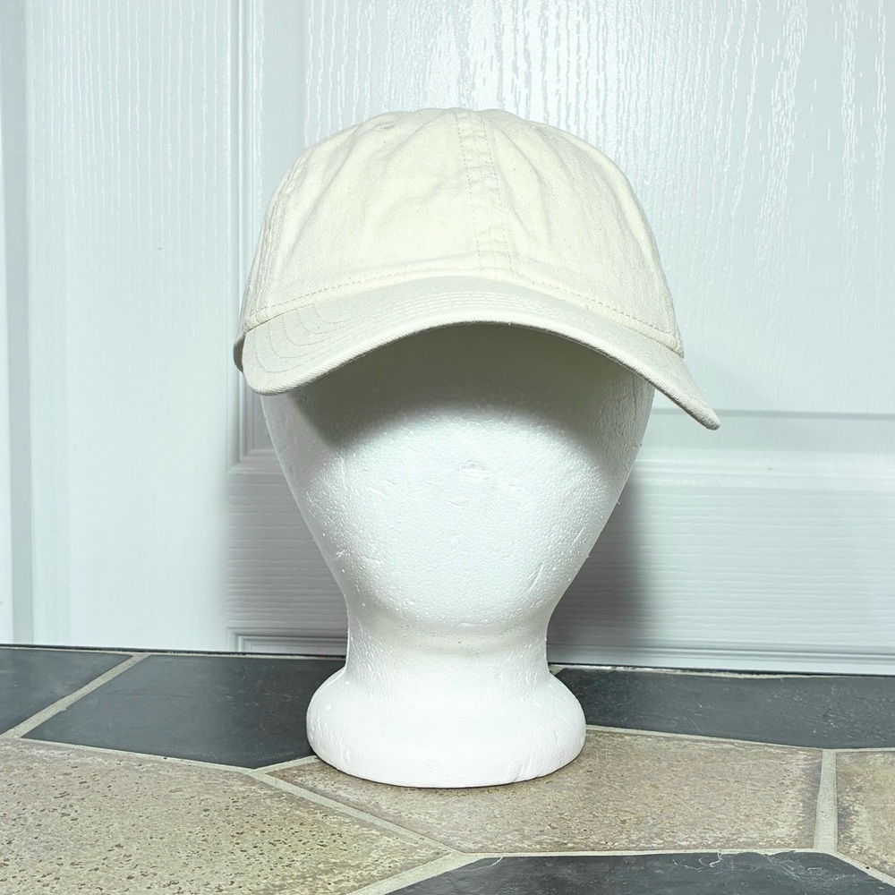 Madewell Cream Canvas Leather Strapback Cap